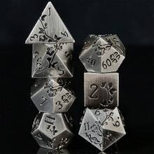 7pcs Metal Flower Dice, Heavy-Duty Polyhedral Dice Set, Suitable For , RPG, Tabletop Role-Playing Games, Christmas, Thanksgiving, Birthday Gift - Multicolor - View 7