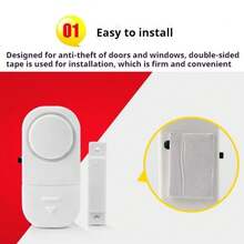 1 件白色智能门窗防盗报警器，多功能家用门磁报警器，高分贝警报，长待机迷你便携式防盗装置，适合独居女性，无需钻孔安装，适用于家庭和商店