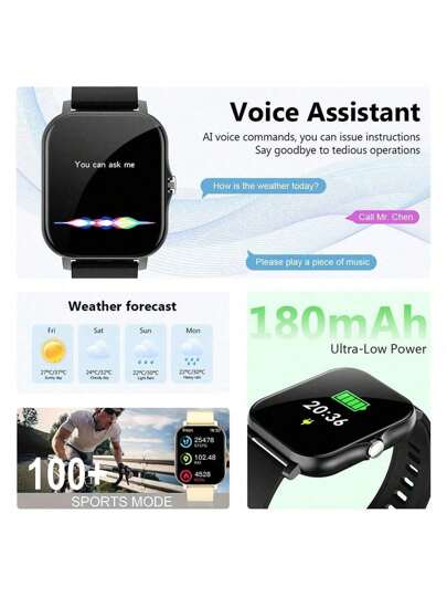 SIMSONLAB 2025 Upgrade Steel Band Silicone Smart Watch For Gentlemen And Ladies With Bluetooth Calling, Customizable Watch Face And Timer, Compatible With Android And IOS