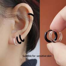 Juego de aretes de resina hipoalergénicos con espirales, curación de agujeros en las orejas, aros apilables, juego de 2/4 piezas, pequeños y lindos pendientes tipo botón, accesorios