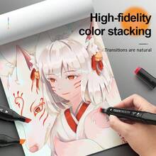 GAWFOLK Marker Pens Can Achieve Precise Visual Effects. Alcohol Markers Can Generate Unique Textures And Qualities. Colouring Pens Are Quick And Convenient To Use. Suitable For Depicting Various Different Materials, Such As Smooth Metals, Rough Woods, Soft Fabrics, Etc., Markers Coloring Set Adding Rich Visual Layers To The Works. - Sets - View 11