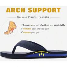 KuaiLu Men's Yoga Mat Leather Flip Flops With Arch Support Comfortable Cushion Walking Thong Sandals Slip On Indoor Outdoor