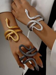 1pc Elegant Party Snake-Shaped Bracelet, Luxurious, Minimalist, Chic Design, Suitable For Party, Formal Dinner, Outdoor Outing, Couple Date, Friends Gathering, Graduation, Gift