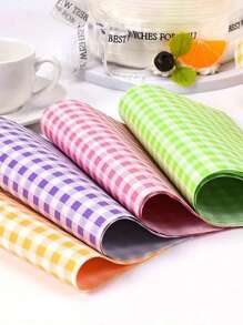 50 pièces/100 pièces Papiers de cuisson à carreaux de couleur aléatoire, Dessert Decor Pads, Papiers sulfurisés convenant aux sandwiches, hamburgers, frites