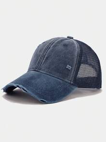 1 pieza Gorra de béisbol sólida, lavada y perforada, accesorio transpirable de protección solar para primavera/verano - Multicolor - Ver 6