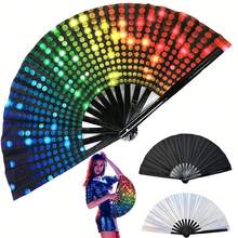 2025 New Line Dance Popping Fan, Bohemian Style Hand Clack Fans For Line Dancing & Performances, Foldable & Portable Design - 黑色 - 查看 2