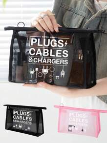 Bolsa de maquillaje portátil de mujer con patrón impreso de enchufe de cable de datos de malla de nailon, bolsa de cosméticos multiuso portátil, bolsa de maquillaje de viaje, organizador de artículos de tocador, bolsa de almacenamiento de equipos de carga, regalo para regreso a clases, doctor, profesor, bolsa de maquillaje, estuche para productos de belleza, neceseres de viaje, artículos esenciales de dormitorio, regalos de boda para damas de honor, regalos para mamá, regalos de cumpleaños, regalos para amigos