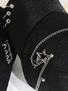 Fashion Chain Decor Dark Baseball Cap - Black - View 3