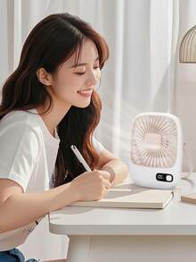 1pc Portable Desktop Fan 1200mAh Battery Digital Display Thin And Lightweight 5 Fan Levels - Multicolor - View 11