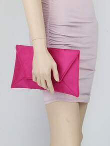 Girly Handbags Plain Suede Clutch Bag