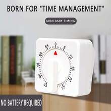 2pcs 60-Minute Mechanical Kitchen Timer, Loud Bell Cooking Timer Clock Without Battery, Kitchen Learning Management Timer (White+Black)