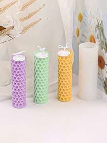 1 件蜂蜡柱硅胶模具，蜡烛硅胶模具，DIY 蜂窝圆柱手工皂香氛石膏模具 - 非常适合 DIY | 理想模具 | 优雅玫瑰设计 | 硅胶模具，耗材礼品用品 - 白色 - 查看 11