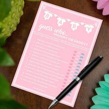 25 piezas Juegos de fiesta de baby shower feliz aptos para bebés niños o niñas, 50 piezas Tarjetas de juego "¿Mamá o Papá?: ¿Quién?", Tarjetas de actividad divertidas, unisex, se proporcionan ideas creativas - Multicolor - Ver 5