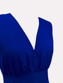 Women's V-Neck Sleeveless Waist-Cinching A-Line Dress, Solid Color Casual Comfortable For Outdoor, Summer