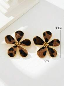 1 Paar plüschige Leoparden-Blumen Ohrringe, modisches, zierliches, einzigartiges Design, personalisierbar, vielseitig für täglichen Gebrauch und Tragen, Herbst/Winter