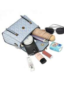 1 Pezzo Borsa a tracolla in pelle PU con stampa di moda, borsa a tracolla elegante di piccole dimensioni di design di lusso, borsa a tracolla messaggera, accessorio per la scuola, back to school