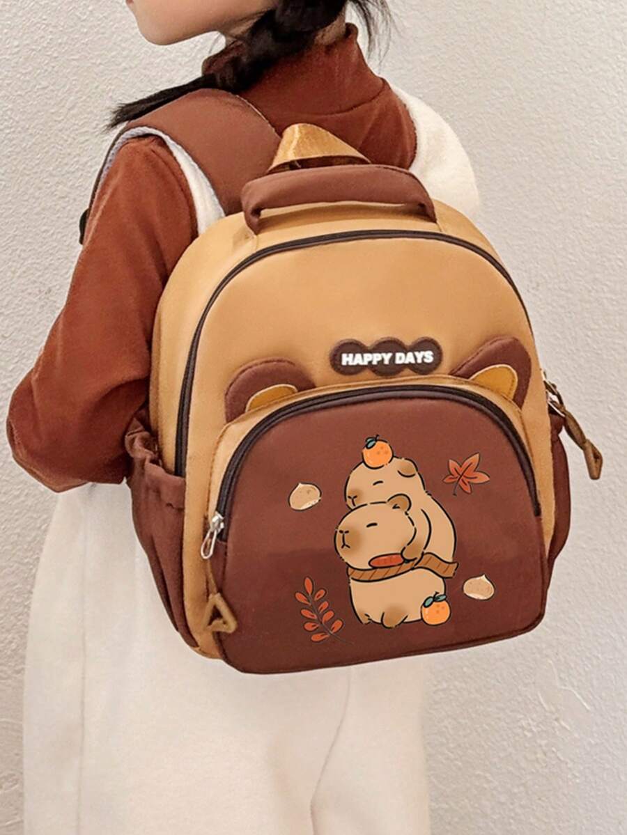 Cute New Cartoon Backpack Capybara, Multi-Functional, Funny Backpack, Large Handbag - Brown - View 1