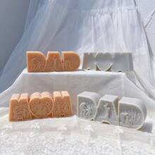 DAD MOM Candle Mold MAM Letter Soy Wax Silicone Mold Father's Day Gift Mother 's Day Home Decoration - Pink - View 6