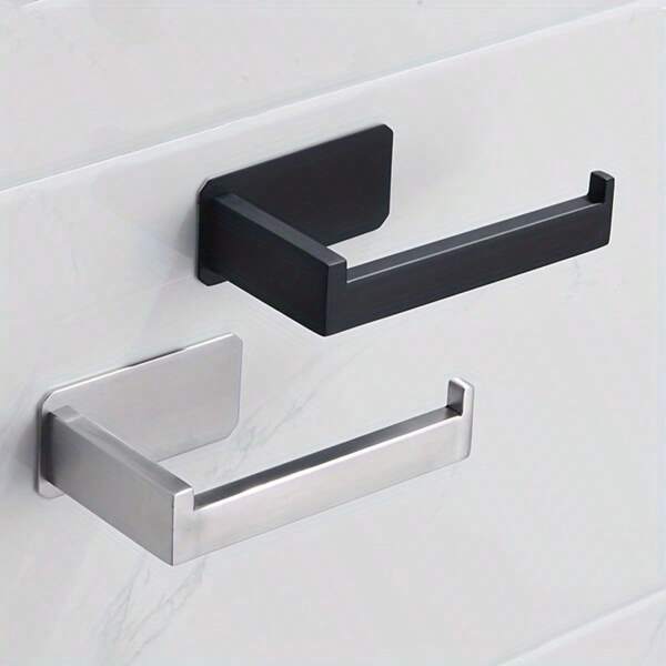 1pc Toilet Paper Holder For Bathroom, Self-Adhesive 304 Stainless Steel Roll Paper Holder, Paper Towel Holder, Punch Free Wall Mounted Toilet Paper Holder, Bathroom Roll Paper Holder
