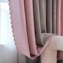 1pc Patchwork Linen Blend Curtain Decoration For Home