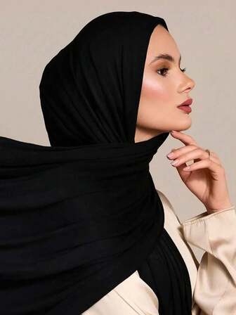 1 件女士时尚加大码头巾，纯色休闲柔软披肩