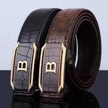 Curea bărbătească cu cataramă automată, stil casual, curea medie din piele PU, curea la modă, design clasic cu litere, vară, casual pentru școală, afaceri, cadou pentru iubit, soț, tată, tată, bărbați, purtare zilnică, modă, adolescenți, exterior, vacanță, atletic, călătorii, stradă, boho, vintage, toamnă, toamnă, Halloween