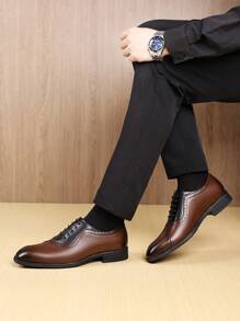 Mioeert Zapatos formales de vestir para hombres, zapatos oxford de negocios, zapatos derby, zapatos abrocha-ala estilo retro