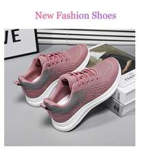 女士轻便步行鞋 - 透气缓震运动鞋，具有减震功能，穿着舒适 - 藕粉色 - 查看 4