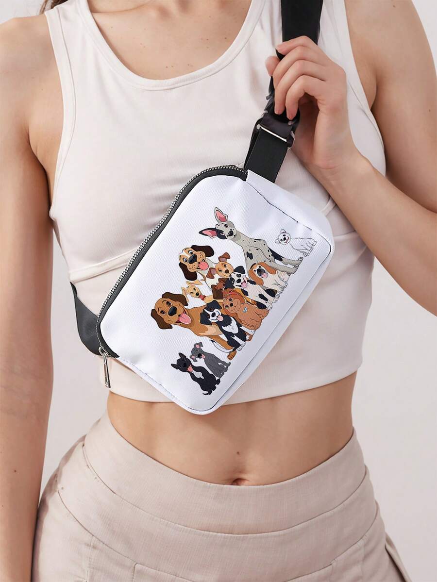 Bolso bandolera con estampado de perro, riñonera deportiva unisex adecuada para viajes, senderismo y yoga, pecho ajustable y ligero - Multicolor - Ver 1