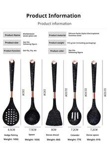7-częściowy zestaw silikonowych naczyń kuchennych – przybory kuchenne, chochle kuchenne, szpatułki z powłoką nieprzywierającą i obrotowym stojakiem do przechowywania – przybory kuchenne, zajęcia w domu, Dzień Matki