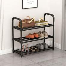 1 件多层简易鞋架，多功能鞋子收纳整理器，节省空间，金属厚铁管和塑料延伸架，适用于门厅、衣柜、走廊、卧室、车库 - 黑色 - 查看 2
