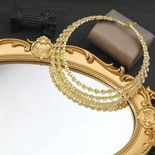 1pc Multilayer Rhinestone Exaggerated Statement Necklace, With Adjustable 3-Layer Crystal Choker For Women - Gold - View 7