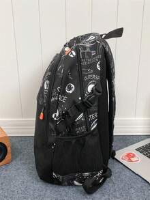 College Style Man Backpack Student Bag - Black - View 3