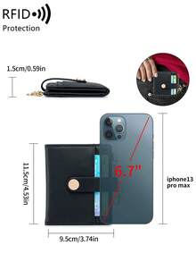 MIYIN Women's Super Thin Wallet, RFID Blocking Bifold Credit Card Holder With Zipper Coin Pouch, ID Window And Key Ring, Fashionable And Lightweight, Suitable For Daily Use, Can Hold ID Cards, Cards, Etc. An Ideal Choice For White-Collar Women, And Also A Great Gift For Holidays, Anniversaries, Birthdays, Etc. This Wallet Combines The Functions Of A Business Card Holder And Credit Card Wallet, Making It An Ideal Choice For Women's Mini Wallets. - Black - View 7