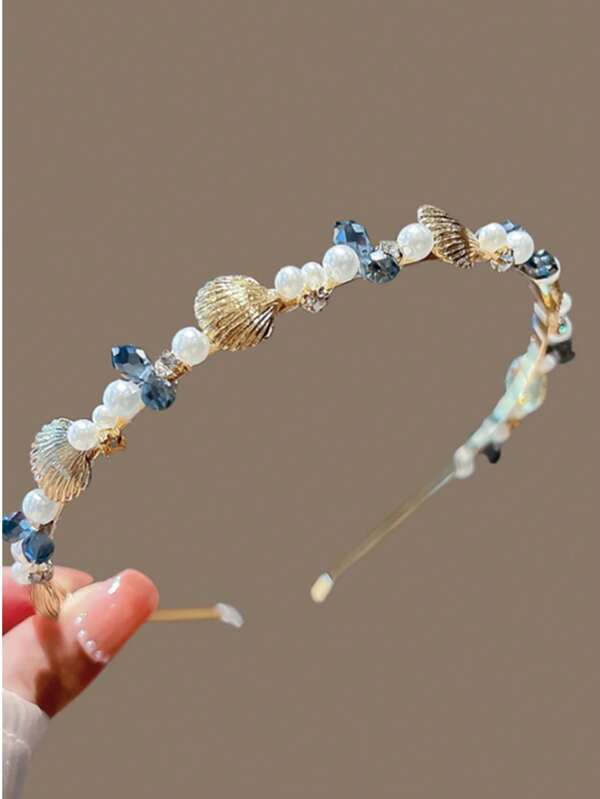 1 set Cerchietto con pendente a forma di conchiglia di perla, serie foresta, cerchietto a forma di stella marina