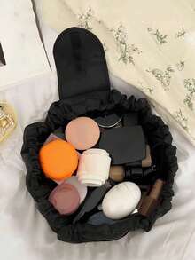 1pc/Set Black Drawstring Cosmetic Bag, Portable Travel Organizer Bag, Makeup Pouch For Toiletries, Large Capacity Multi-Function Makeup Bag, Suitable For Cosmetics And Necessities,For Holiday Beach, Bathroom Collection, Bedroom Collection, Large Capacity - Black - View 9