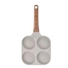 Frigideira Multifuncional Antiaderente 4 em 1 Ovos Hambúrguer Omelete Com Alça De Madeira funciona em fogão de indução - Chumbo - Visão 9