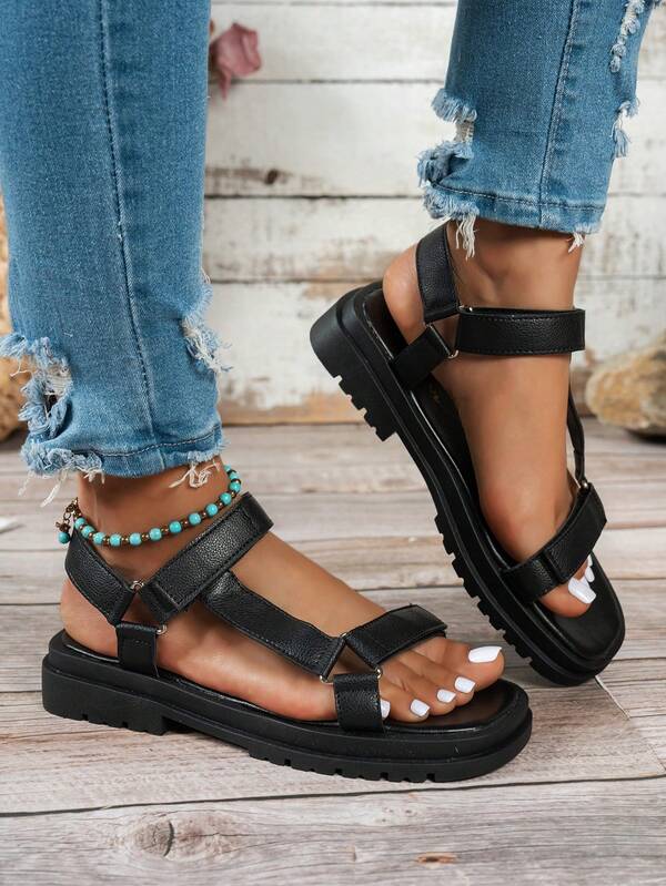 Women's Fashion Beach Flat Flip Flops Casual Thick Sole Slippers, Comfortable Soft Bottom Slip-On Summer Outdoor Sandal, Solid Color