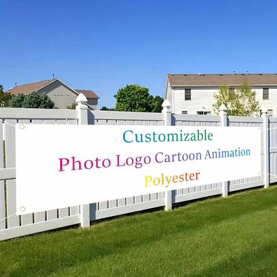 1個 カスタマイズ可能な2Dフォトロゴ漫画アニメーションフラッグバナー、耐久性のある洗濯機洗い可能なメタルバックル、ポリエステル素材、DIY描画可能、子供の祭りやアート活動などに多用途