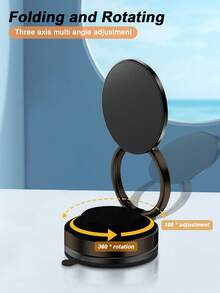 Ultra-Strong Folding Magnetic Car Phone Stand, 360° Rotation, Vacuum Suction Cup Base And Magnetic Guide Ring - Universal Stand For I Phone, Android And All Smartphones, Ideal For Cars, Gyms, Mirrors Or Smooth Surfaces, Dashboard Mount | Folding Design | Powerful Magnetic Grip - Multicolor - View 3