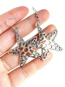 1 par de brincos punk vintage com design de estrela e estrela do mar para mulheres