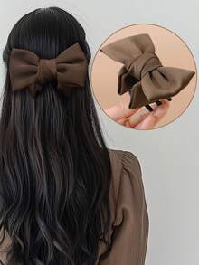 French Retro Bow Claw Clip, Princess-Style Bun Clip With Bowknot Decoration, Suitable For Ponytail Or Bun Hairstyles - YZ106. Ponytail Clamp 1 Piece - View 6