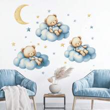 卡通动物组合壁纸适用于卧室、客厅、玄关、家居装饰背景 - 彩色 - 查看 10