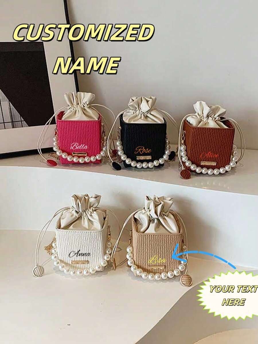 1pc Customized New Stylish And Elegant French Ladies Handbag, Drawstring Closure, Made Of Pu Material, Versatile Item, Versatile Style, Customized Personalized Name Or Holiday Message, Suitable For Women Shopping, Gatherings, Parties, Is The Perfect Gift For Mothers On Mother'S Day - Multicolor - View 1