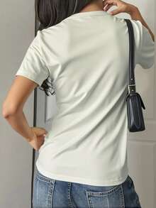 PLAYERA DAMA CUELLO REDONDO MANGA CORTA FRESCA Y COMODA PARA GYM O CASUAL CON DISEÑO DE LENTES PALME - Blanco - Ver 2