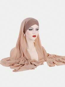 1pc Women's Solid Color Minimalist Chiffon Scarf, Fashion Headband Turban, Versatile, Breathable, Comfortable Lightweight Hair Wrap - Multicolor - View 11