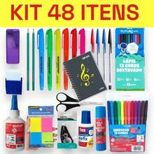 Kit 48 Items School Supplies Elementary Middle School Basic University Pen Pencil Highlighter Eraser Correction Fluid Stationery - 紅白色 - 查看 1
