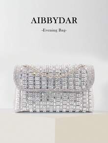 Glamorous Shiny Colorful Gemstone Evening Bag, Rhinestone Embellished Clutch Handbag Suitable For Weddings, Parties, Dinners, Valentine's Day Gifts