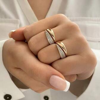 1pc Pointed Design Copper Micro-Inlaid Zirconia Ring, Suitable For Women's Daily Wear