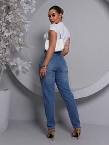 PATRIA BRASIL Women's Mom Jeans With Pleats - Rửa nhẹ - Xem 6
